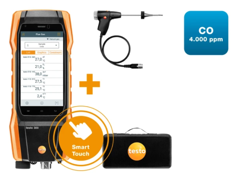 TESTO NEXT LEVEL kit 1 - Flue gas analyzer (O2, CO up to 4,000 ppm) | TESTO 300