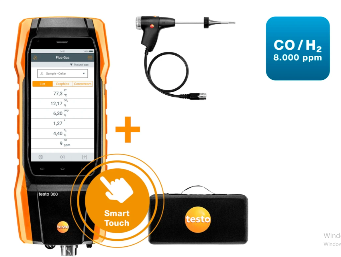TESTO NEXT LEVEL kit 2 - Flue Gas Analyzer (O2, CO H2-compensated up to 8,000 ppm) | TESTO 300